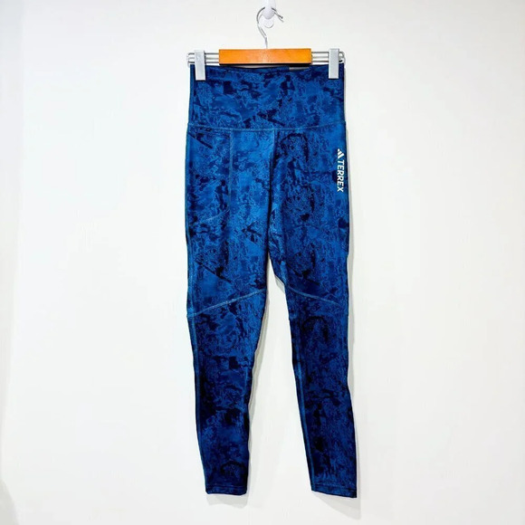 ADIDAS Terrex blue printed leggings | High-rise performance fit | Small * - Picture 2 of 6